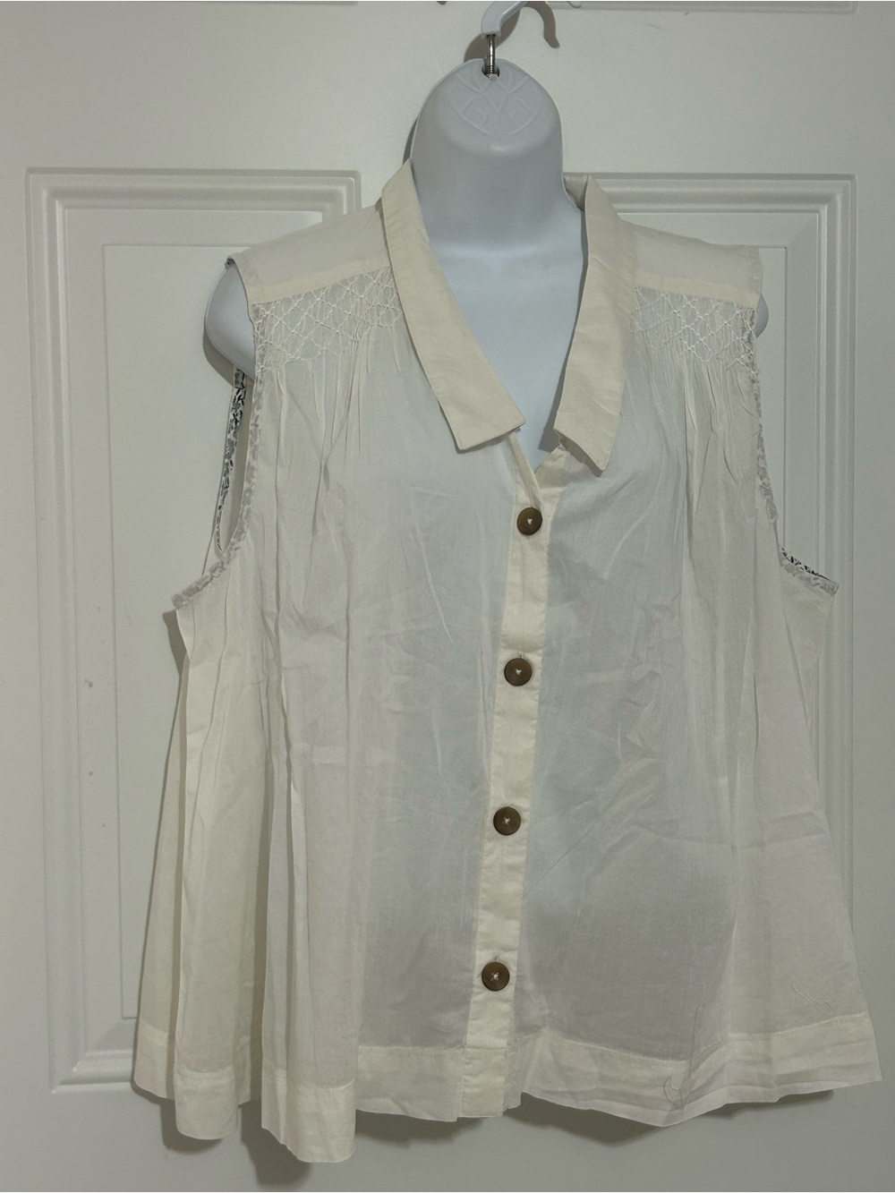 Anthropologie Cream Button Front Blouse